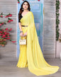 Yellow Chiffon Plain Saree