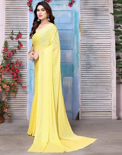 Yellow Chiffon Plain Saree