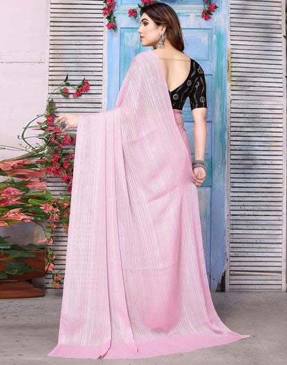 Light Pink Plain Chiffon Saree