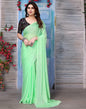 Neon Green Plain Chiffon Saree
