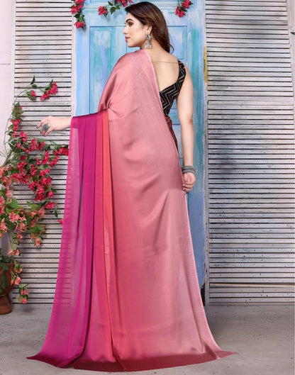 Light Pink Georgette Plain Saree