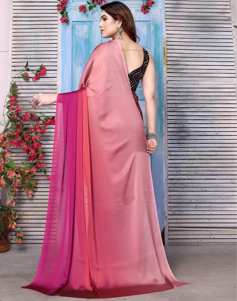 Light Pink Plain Georgette Saree