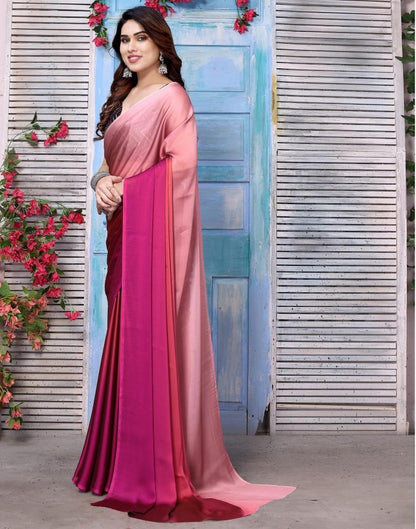 Light Pink Plain Georgette Saree
