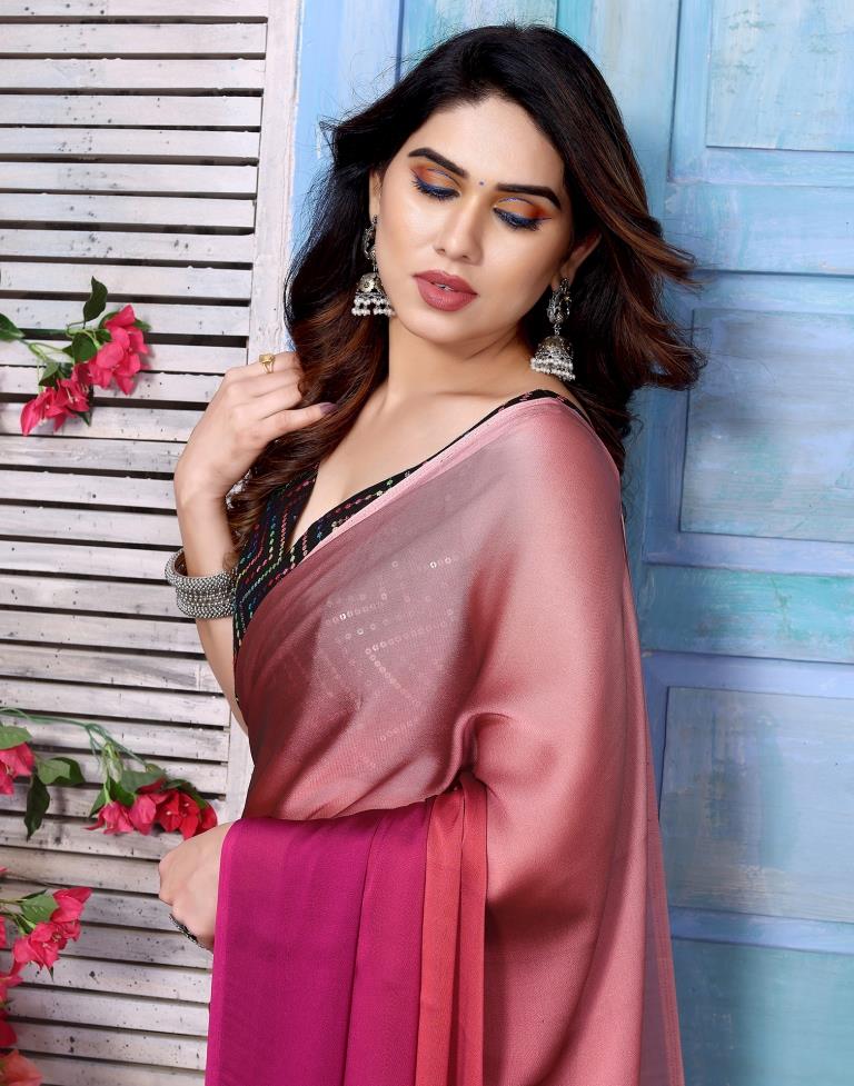 Light Pink Georgette Plain Saree