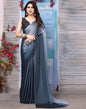 Grey Plain Georgette Saree