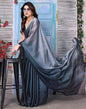 Grey Georgette Plain Saree