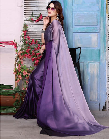 Purple Georgette Plain Saree