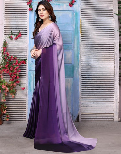 Purple Plain Georgette Saree