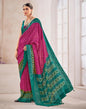 Magenta Printed Silk Saree