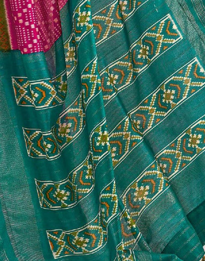 Magenta Printed Silk Saree