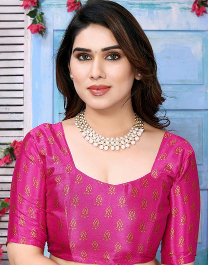 Rani Pink Chiffon Bandhani Printed Saree