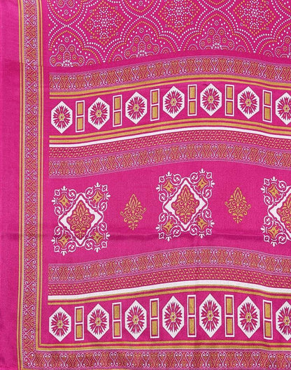 Rani Pink Chiffon Bandhani Printed Saree