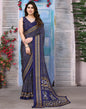 Navy Blue Chiffon Bandhani Printed Saree
