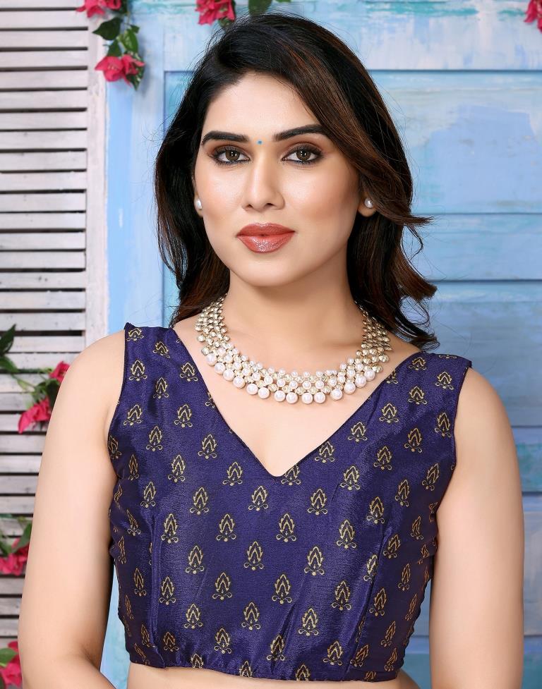 Navy Blue Chiffon Bandhani Printed Saree