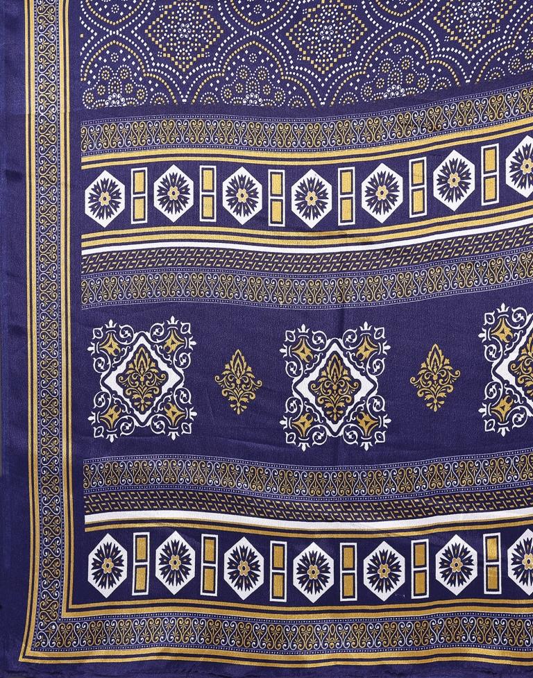 Navy Blue Chiffon Bandhani Printed Saree