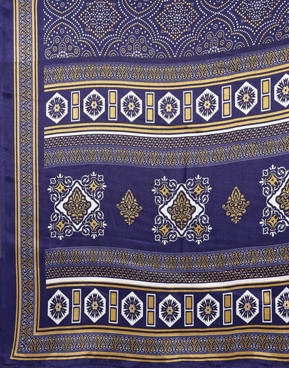 Navy Blue Chiffon Bandhani Printed Saree