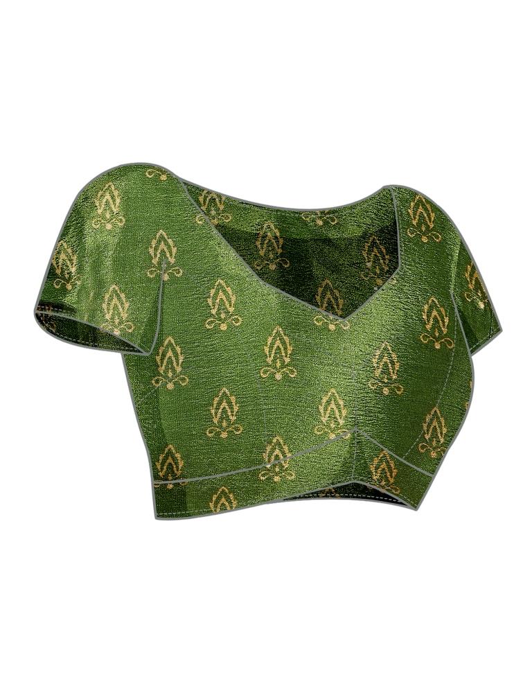 Olive Green Chiffon Bandhani Printed Saree