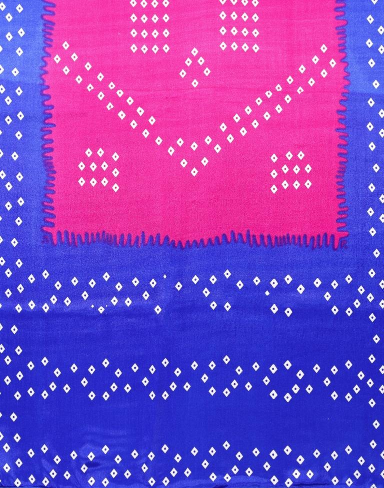 Rani Pink Chiffon Bandhani Printed Saree