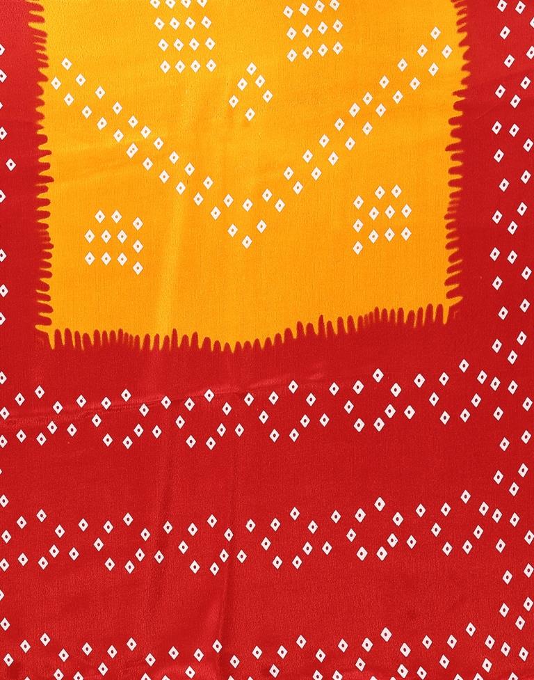 Turmeric Yellow Chiffon Bandhani Printed Saree