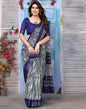 Navy Blue Cotton Printed Saree
