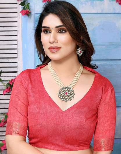 Rose Pink Cotton Printed Saree