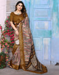 Khakhi Brown Cotton Printed Saree