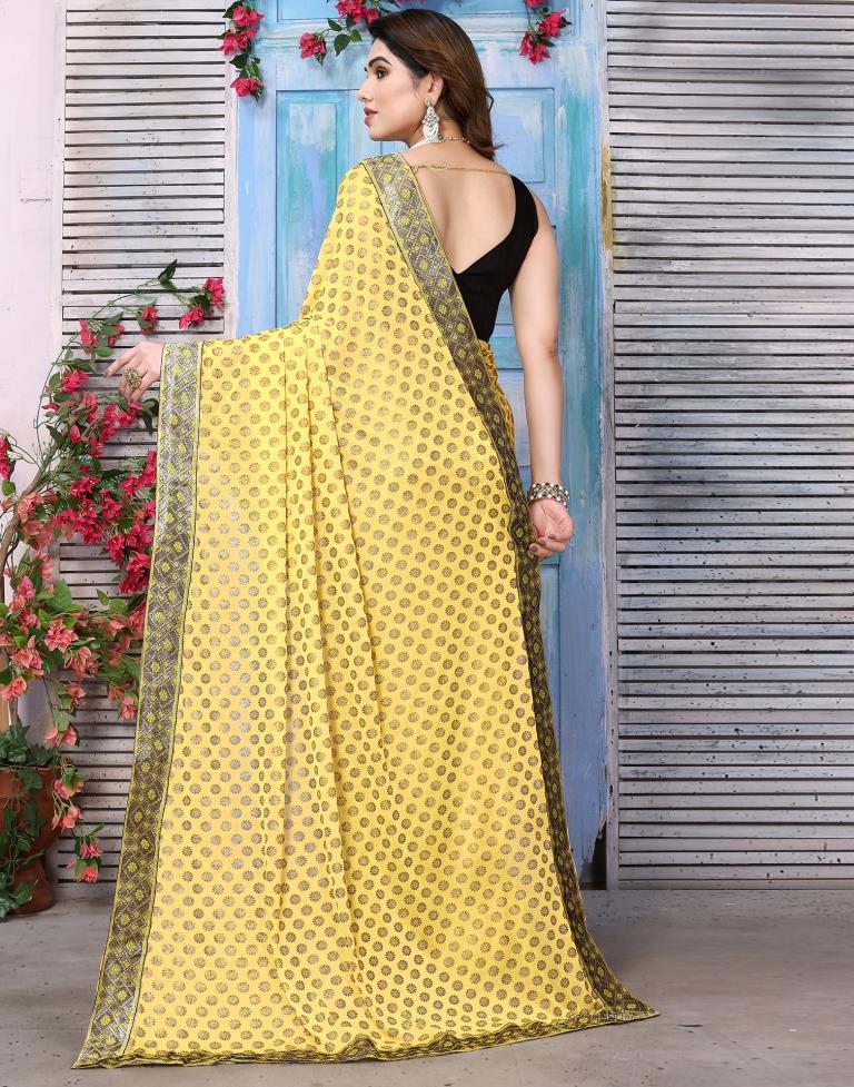 Yellow Lycra Printed Saree