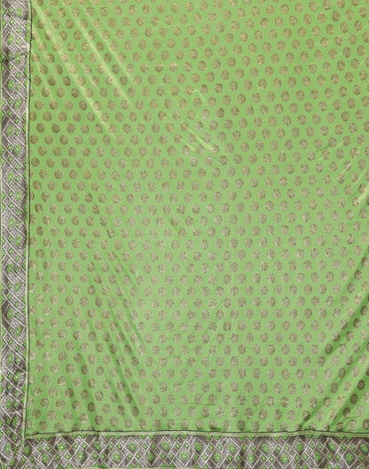 Parrot Green Lycra Printed Saree
