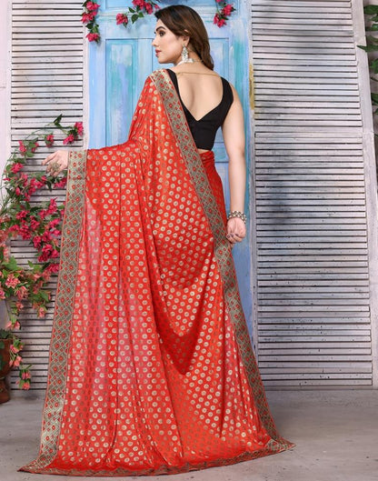 Red Lycra Printed Saree