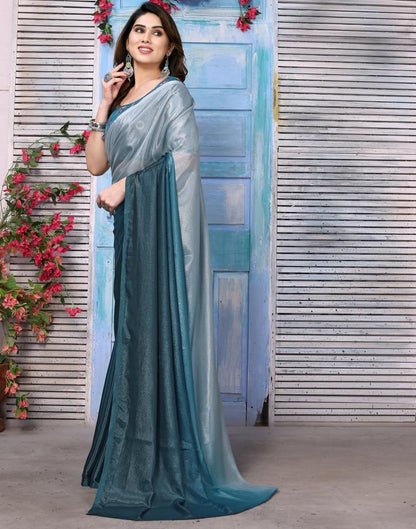 Light Blue Silk Plain Saree
