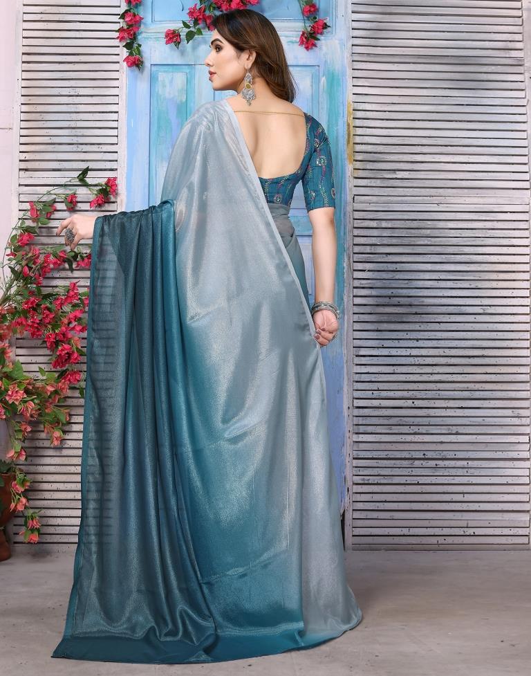 Light Blue Silk Plain Saree