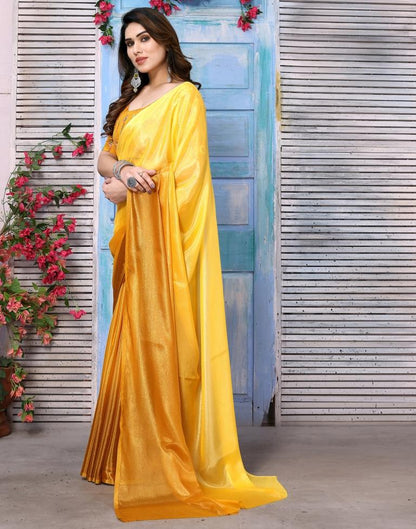 Yellow Silk Plain Saree