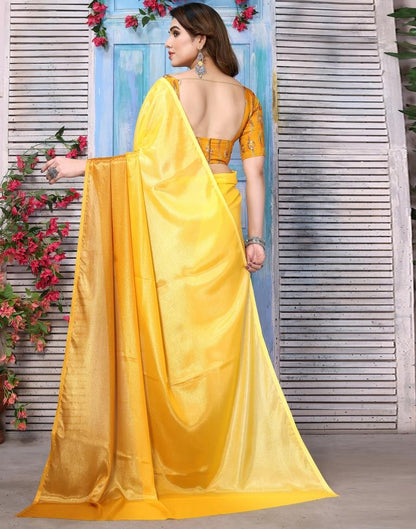 Yellow Silk Plain Saree