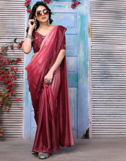Light Pink Silk Plain Saree