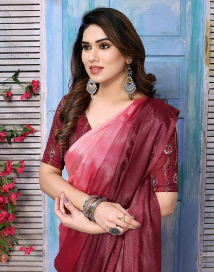 Light Pink Silk Plain Saree