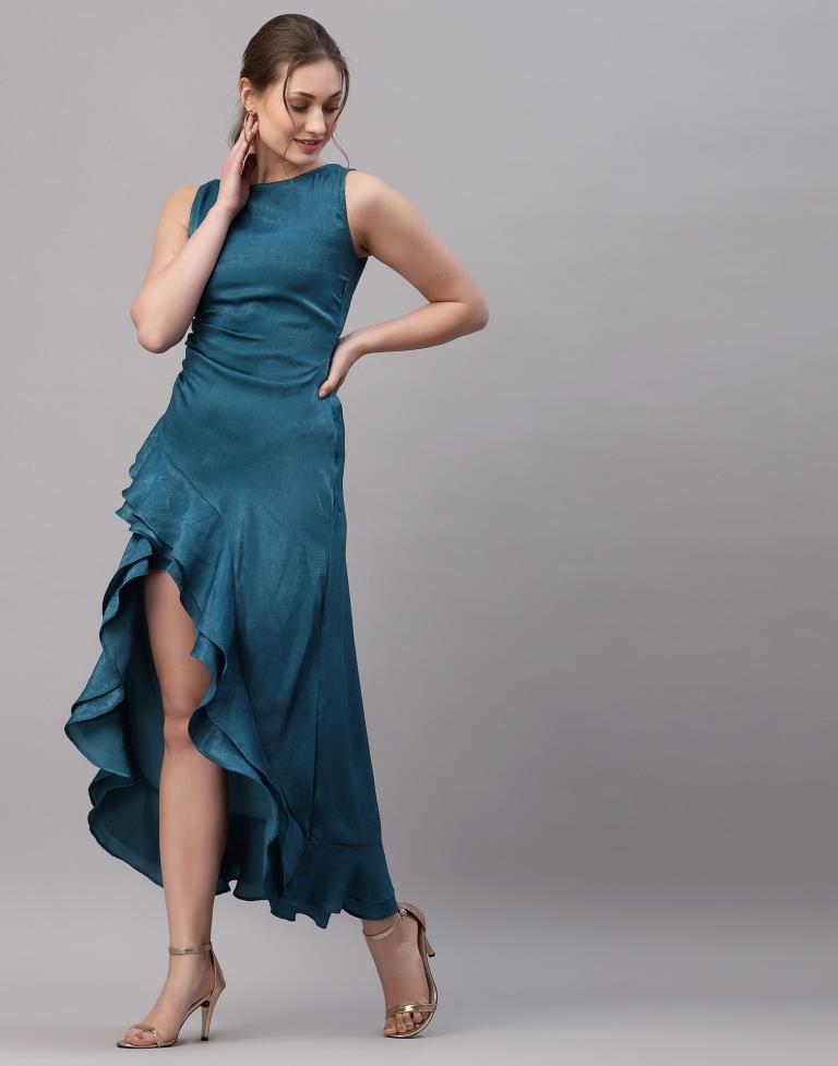 Teal Ruffled Party Dress | Sudathi