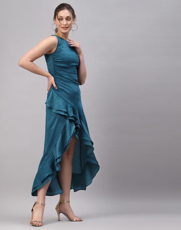 Teal Ruffled Party Dress | Sudathi