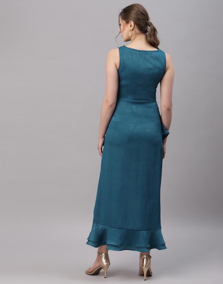 Teal Ruffled Party Dress | Sudathi