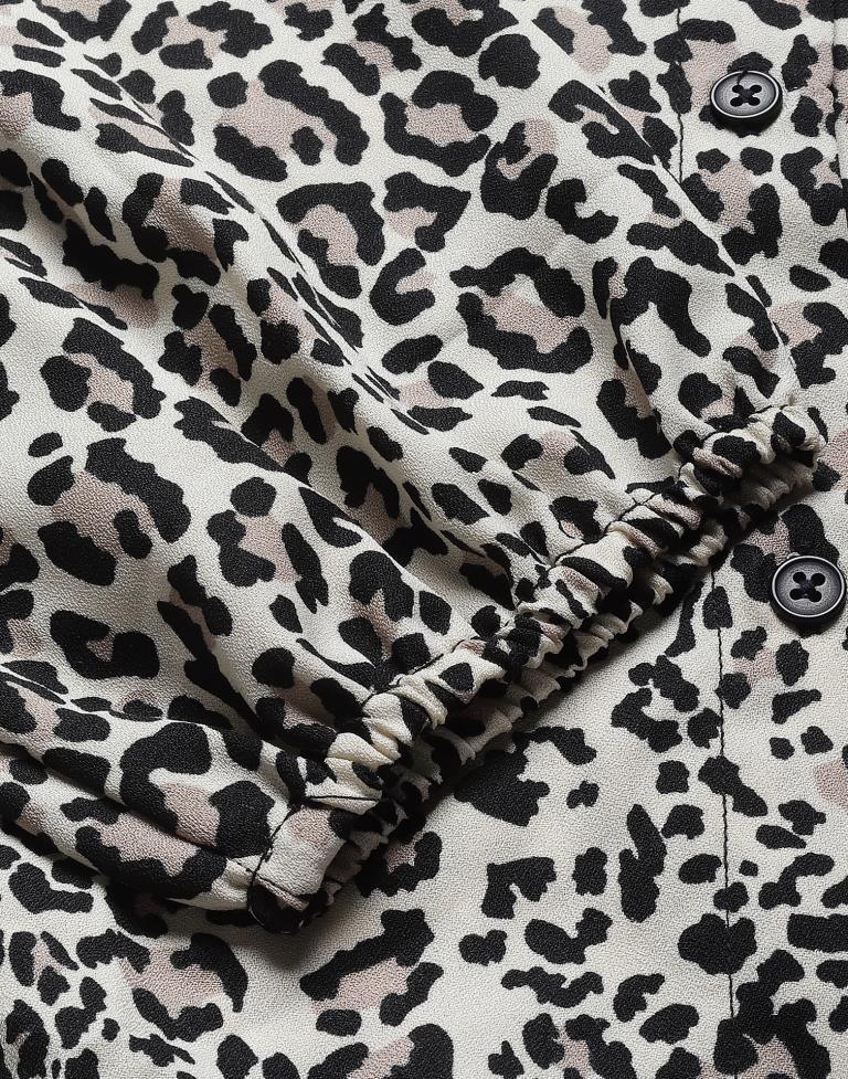 Off White Animal Printed Short Dress | Sudathi
