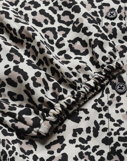Off White Animal Printed Short Dress | Sudathi