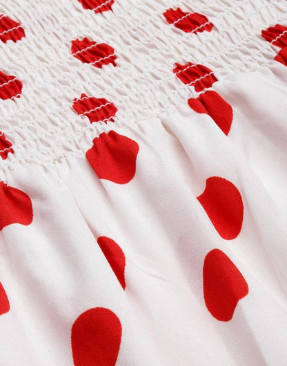 Red And White Smoked Dress | Sudathi