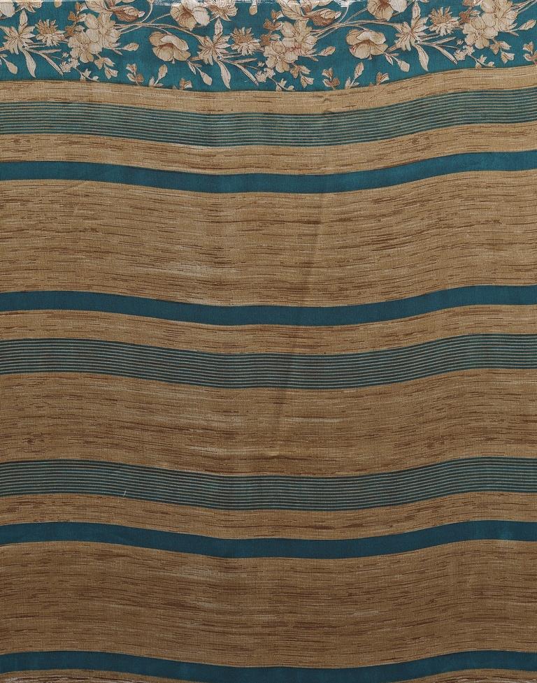 Rama Green Chiffon Floral Printed Saree