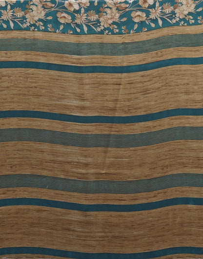 Rama Green Chiffon Floral Printed Saree