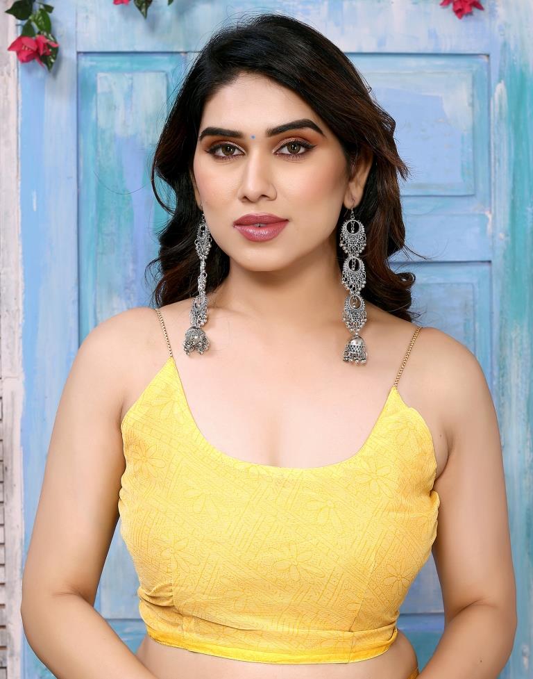 Yellow Chiffon Floral Printed Saree