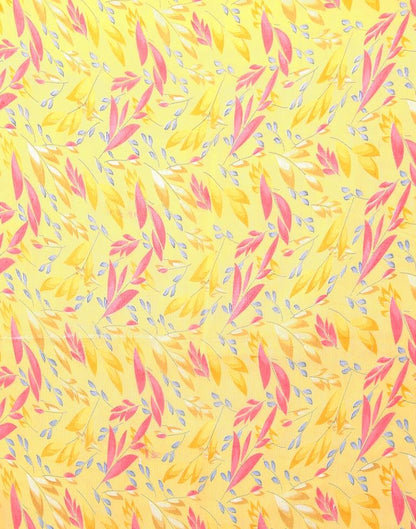 Yellow Chiffon Floral Printed Saree