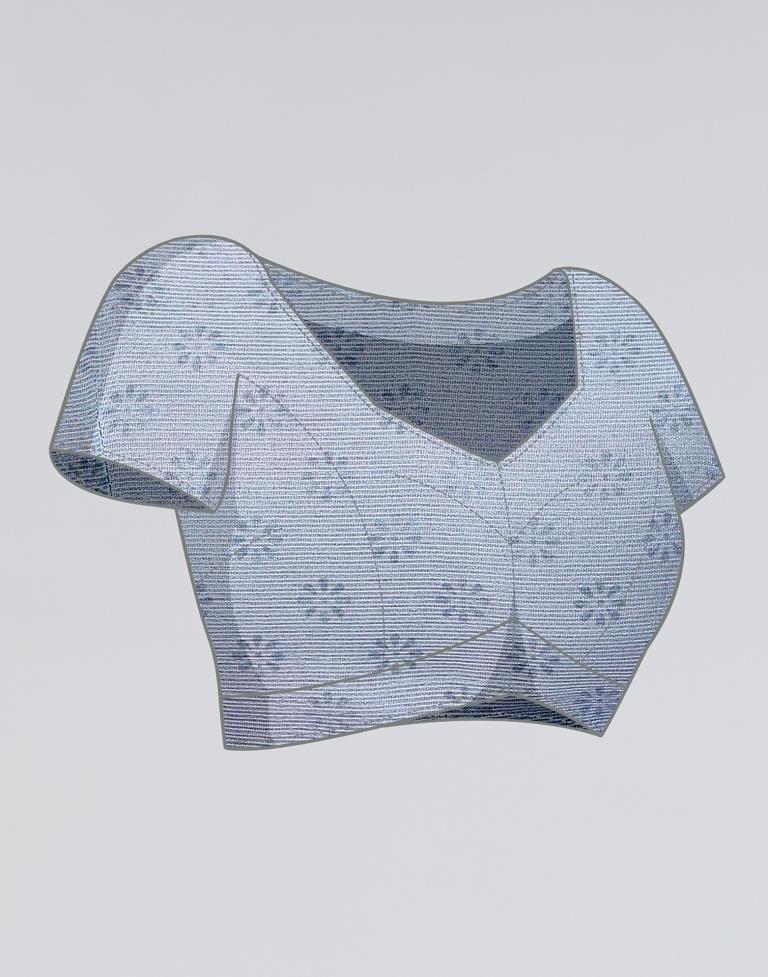 Light Blue Printed Chiffon Saree