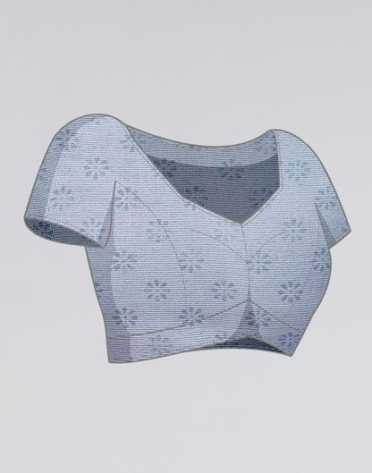 Light Blue Printed Chiffon Saree