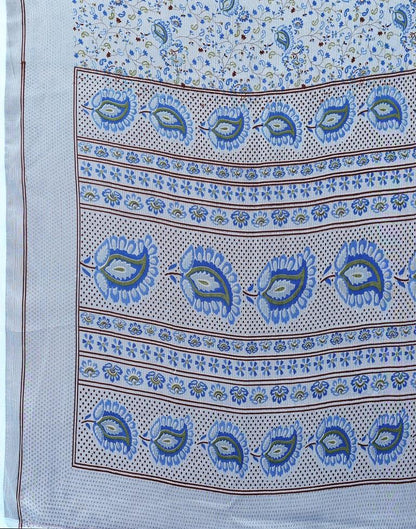 Light Blue Printed Chiffon Saree