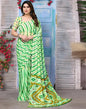 Neon Green Chiffon Printed Saree
