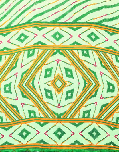 Neon Green Chiffon Printed Saree